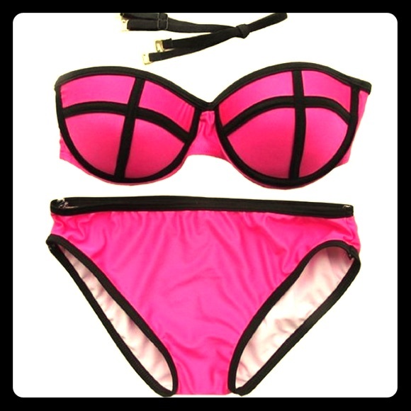 BRAND NEW DEEP PINK COLOR BLOCK BIKINI