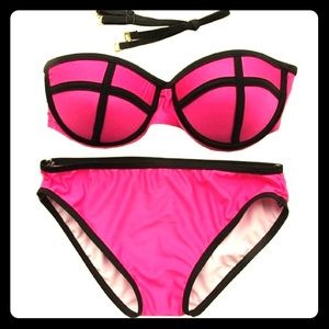 BRAND NEW DEEP PINK COLOR BLOCK BIKINI