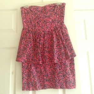 Strapless Peplum Mini Dress