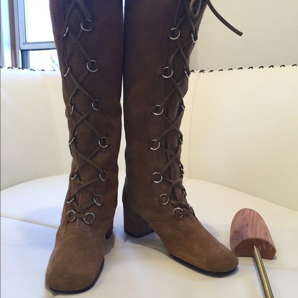 Vintage Shoes - VINTAGE FABULOUS LEATHER SUEDE BOOTS SZ 7N