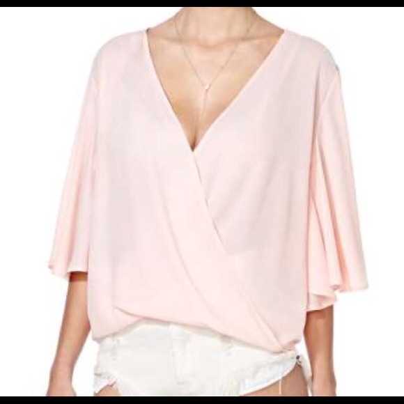 Nasty Gal Pink Drape Blouse