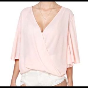 Nasty Gal Pink Drape Blouse
