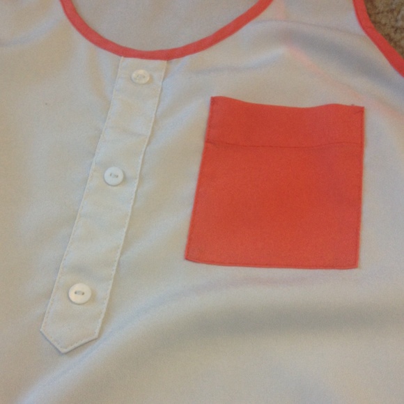 White and coral summer shirt:) - Picture 2 of 3