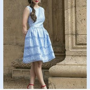Light blue and white dress