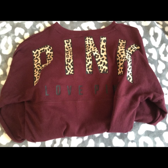 Victoria's Secret PINK Varsity Crew Leopard Sm