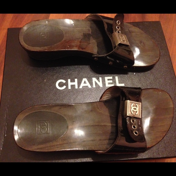 chanel wooden sandals