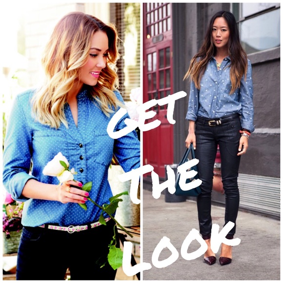 NWT LOFT patterned chambray denim shirt - Picture 1 of 3