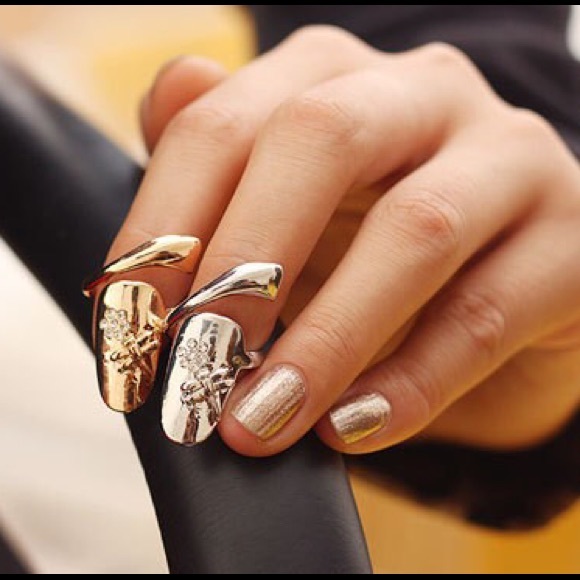 Fashion nail rings!! Silver/gold plated - Picture 2 of 4