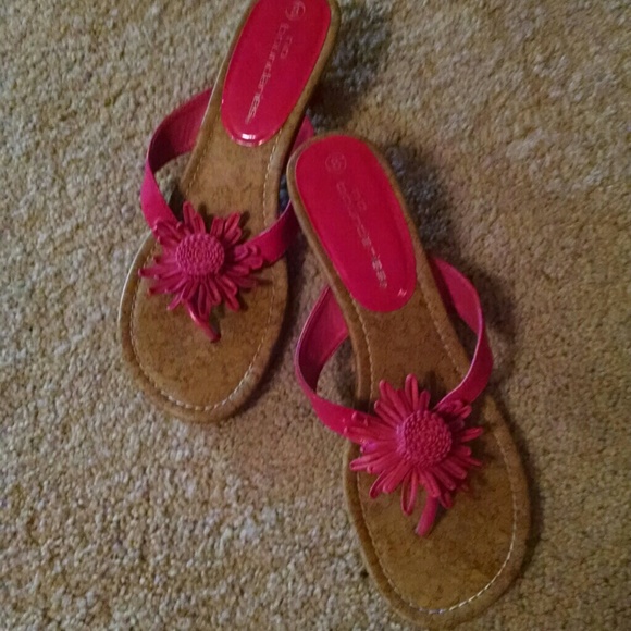 Hot pink flower sandals