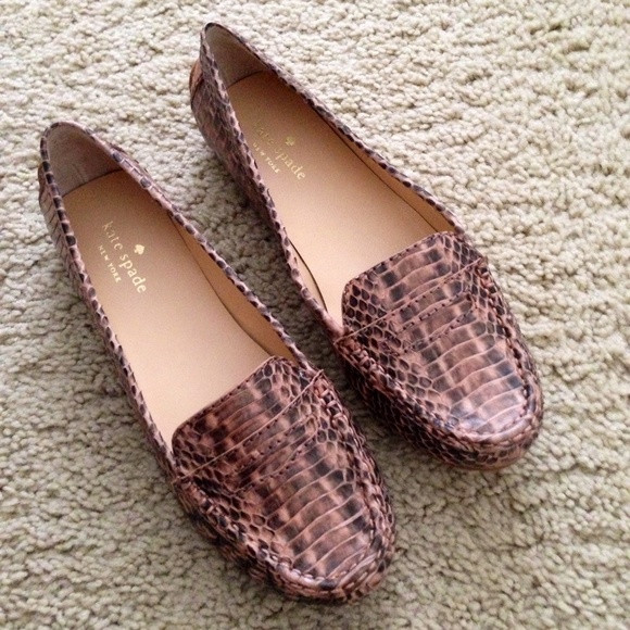 Kate Spade Phoenix Snakeskin Penny Loafers Flats - Picture 3 of 3