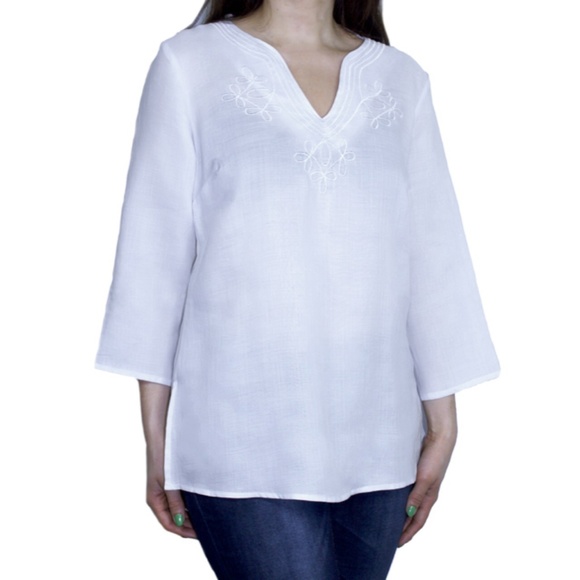 100% Linen Tunic Embroidered Tunic - Picture 1 of 2