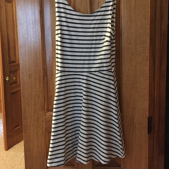 grey and white striped dress