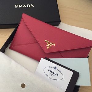 Authentic prada gold leather pouch pink