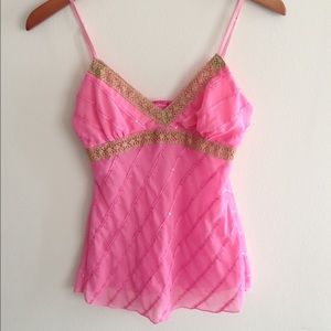 🚫donated🚫Pink Camisole with Gold Lace details