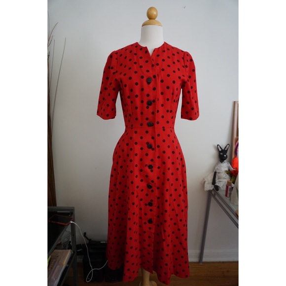 Red and Black polka dot dress