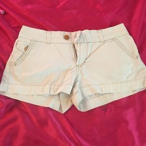 OP white denim shorts