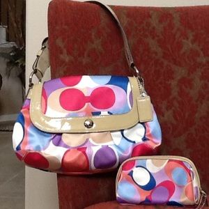Coach shoulder bag and matching cosmetic bag