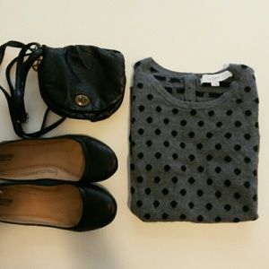 LOFT Short Sleeve Dot Sweater