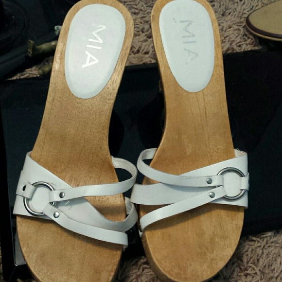 White MIA wooden heels