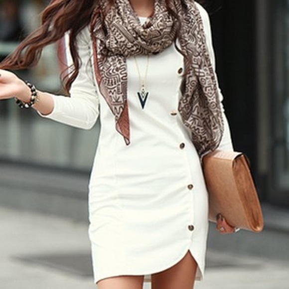 Dresses & Skirts - Long sleeve button design dress