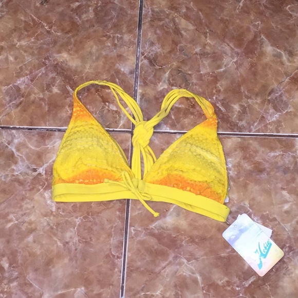 Hobie yellow racerback bikini top