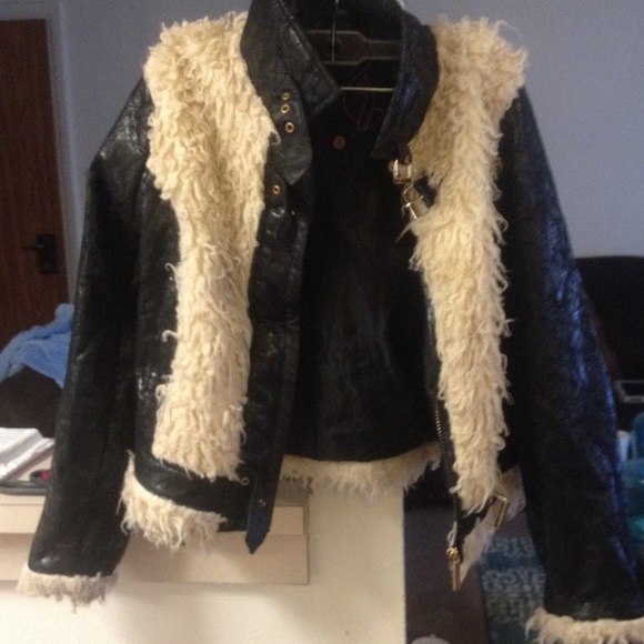 Leather Faux fur coat