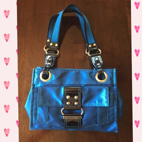 blue guess purse