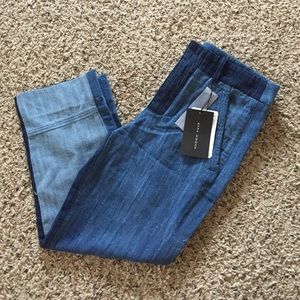 Color Blocked ZARA Woman Denim Capris