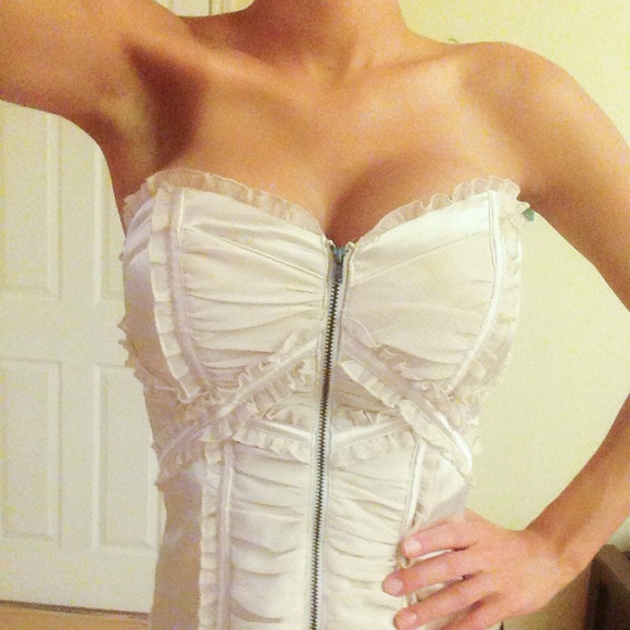 Bebe Zipper Corset & Ruched Top