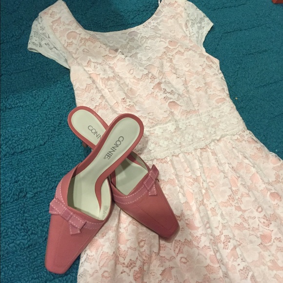 White & Blush Lace Dress - Picture 3 of 4