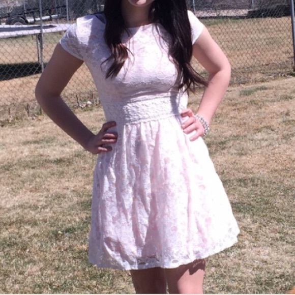 White & Blush Lace Dress - Picture 2 of 4