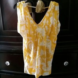 Yellow and white top