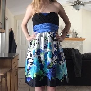 floral print strapless dress