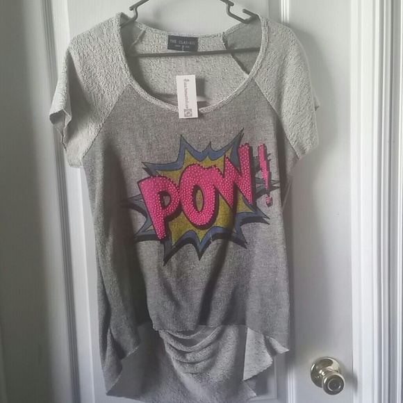 Grey "POW" light weight sweater shirt