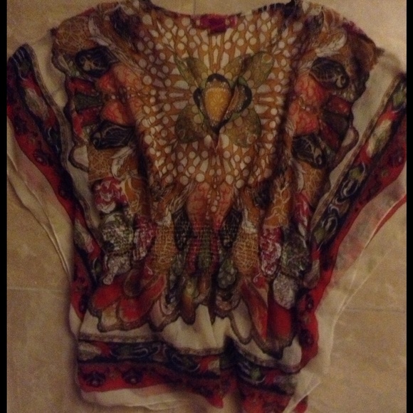 Sheer Unique Print Blouse Top