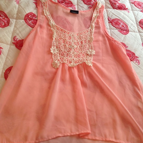 REDUCED Peach Chiffon  Sleeveless Top - Picture 1 of 4