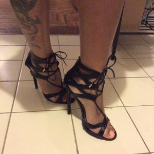 Black Zigi Soho Lace up stilettos