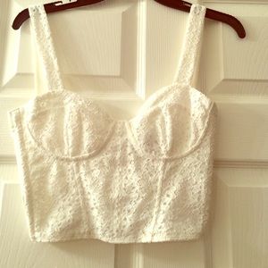 White Eyelet Lace Cropped Bustier