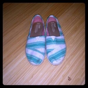Flax Sole Turquoise and Beige Canvas TOMS