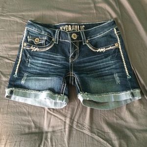 Dark Wash Jean Shorts.