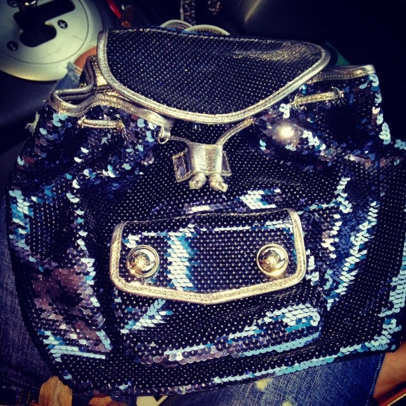Coach poppy blue sequin backpack