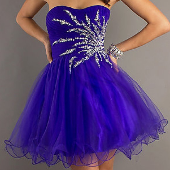 Royal blue short prom dress
