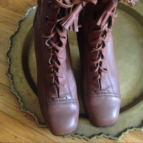 Miu Miu Brown Leather laceup Tall Ankle Booties 39 - Picture 4 of 8