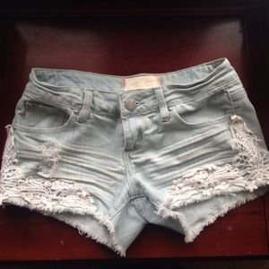Jean shorts lace sides