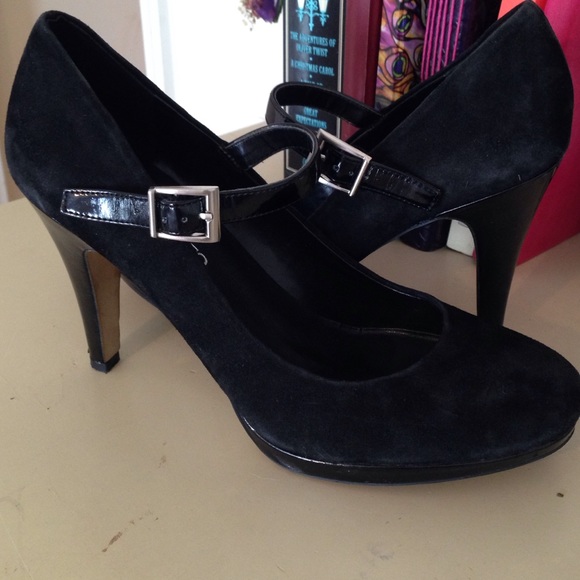 REDUCED Black Suede Mary Jane Heels