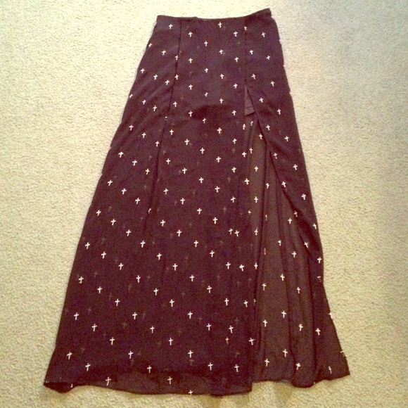 Long black cross skirt