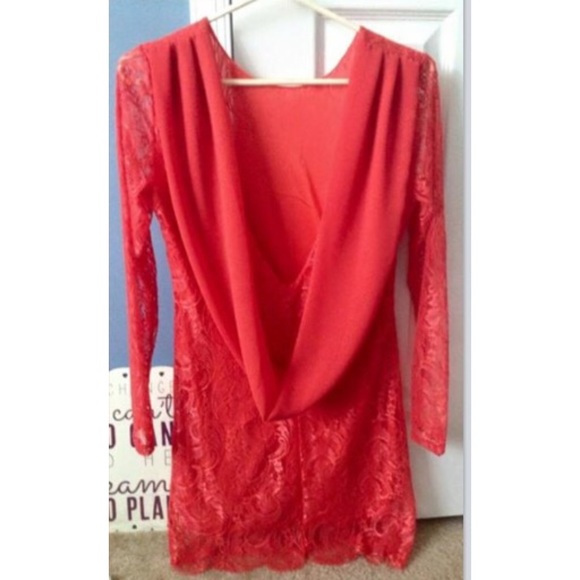 Dresses & Skirts - *5 for $25!* NWOT Red Lace Open Back Dress ❤️