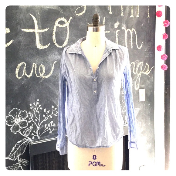 Semi-sheer striped blue popover from J.Crew.