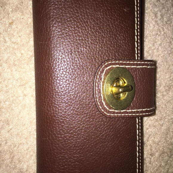 Authentic large Brown Coach wallet w/coin section - Picture 2 of 3