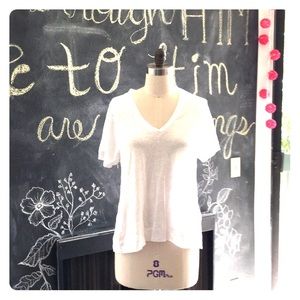 Loose white linen vneck